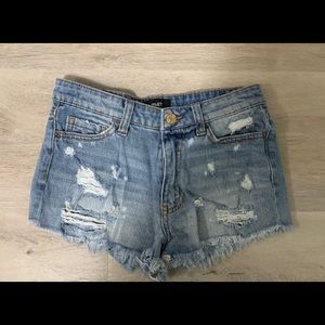 High-rise, ripped denim shorts!